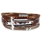 Brown Snakeskin Cross Magnetic Bracelet