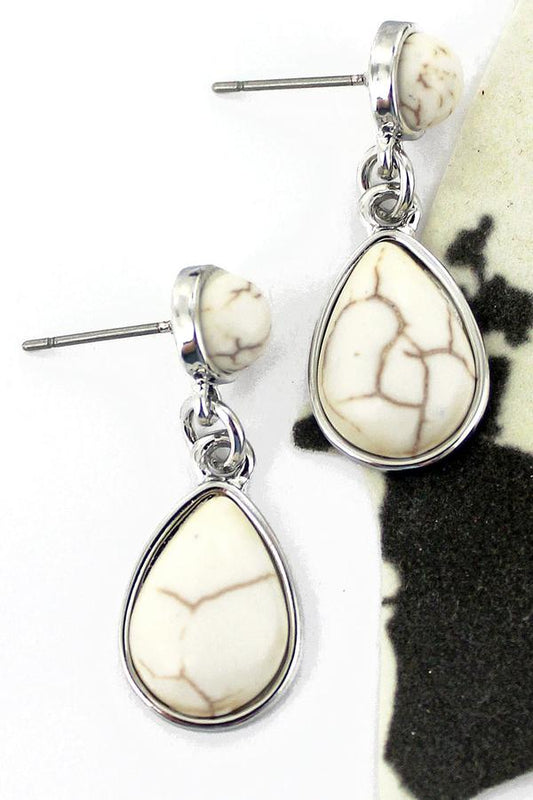 White Tacoma Teardrop Earrings